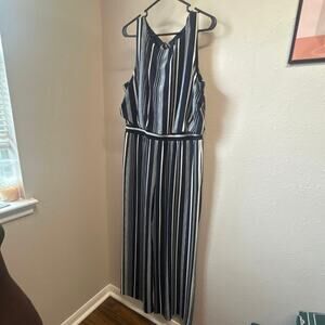 NWT Jessica Howard Striped Jumpsuit pocket wide leg Plus size 14